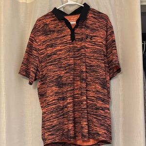 Under Armour Men's Black and Orange Polo Shirt. ISO Chill